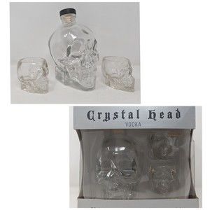 Crystal Head Vodka Empty 750ml Skull Bottle 2 Shot Glass Set in Box Dan Aykroyd